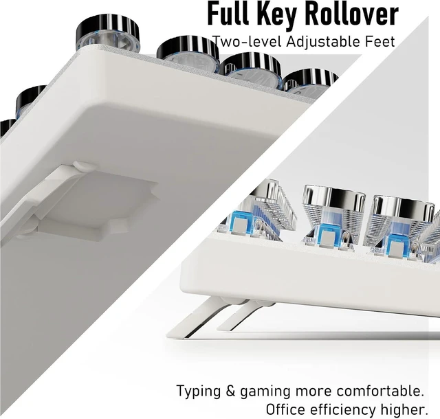 Alt view image 6 of 7 - Wired Typewriter-Style Mechanical Gaming Keyboard White Backlit (White)
