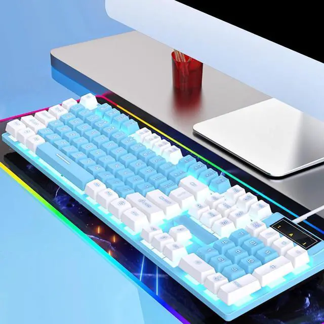 Alt view image 6 of 7 - EINCORN Backlit Wireds Gaming Keyboards for PC with Mechanical Feel and Ergonomic Keyboards Gamers