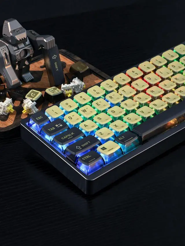 Alt view image 3 of 7 - XDK Pudding Keycaps 116 Key Caps Set, PBT Custom Keycaps for Mechanical Keyboard 60% 65% 75% 108% RGB Keycaps Translucent