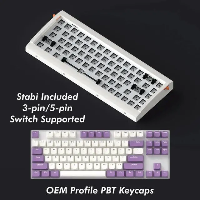 Alt view image 3 of 7 - KBDcraft 02Lilith Q 65% 5.5° Ergonomic Keyboard with OEM Keycap, Lego-Compatible Case, Gasket Mount, Wired, RGB, Hot-Swappable, Linear Switch, QMK, Vial for Win/Mac, Full Kit, White (Lilith Q 65%)