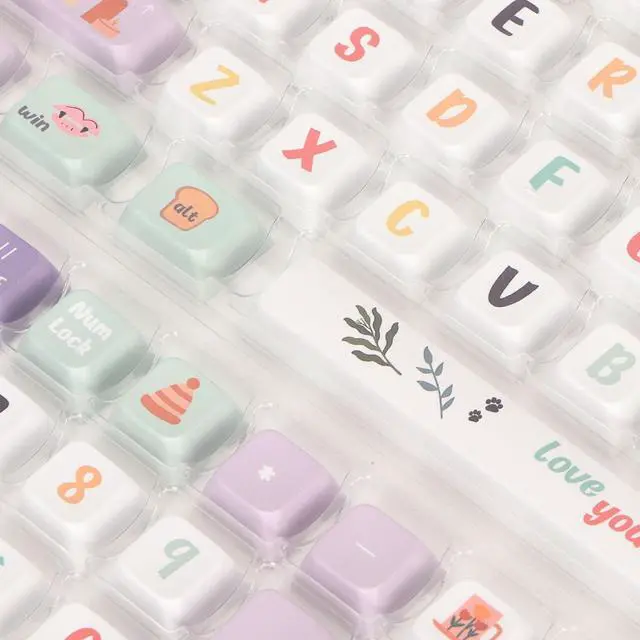 Alt view image 6 of 7 - 124 Key Mechanical Keyboard Keycaps, XDA Height PBT Material, Heat Sublimation Process, Compatible with 61/87/96/98/104/108 Keyboards, Ergonomic Design for Superior Typing Experi