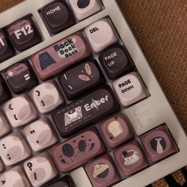 Alt view image 7 of 7 - Mechanical Keyboard Keycaps 131Keys Keycaps Coffee Brown Theme Heat Sublimated Set
