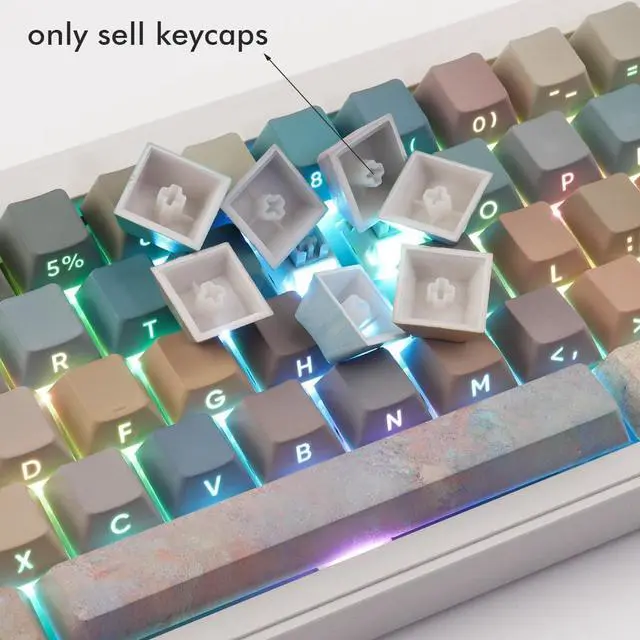 Alt view image 4 of 7 - JOMKIZ Keycaps,135 Keys Dye Sublimation Cherry Profile Keycaps Side Engraved Transparent PBT Keycap Set for Cherry MX Switches ASIN/ISO Layout Mechanical