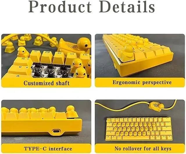 Alt view image 3 of 7 - Generic Duck Keyboard, Quacking, LED Backlit, Wired, 61-Key, Themed (Duck), USB, PC, Laptop