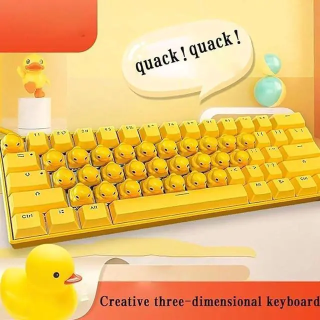 Alt view image 2 of 7 - Generic Duck Keyboard, Quacking, LED Backlit, Wired, 61-Key, Themed (Duck), USB, PC, Laptop