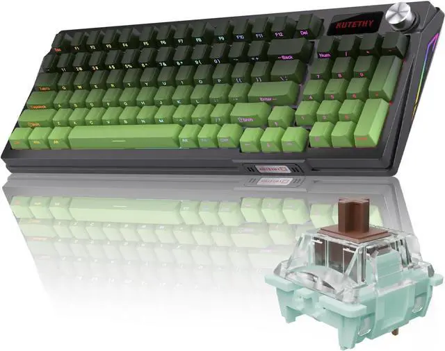 Main image of Zhouwang KUTETHY Wireless Mechanical Keyboard with Knob,Pre-lubed Tactile Switches,Tri-Mode BT5.0/2.4GHz/USB-C/Hot Swappable/Gasket Structure/RGB Backlit Computer Gaming Keyboard (3.0 Brown)