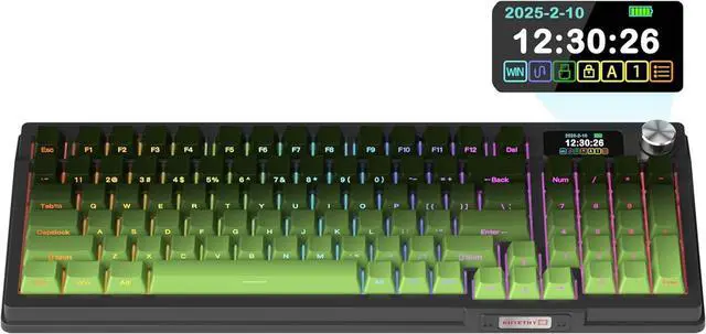 Alt view image 7 of 7 - Zhouwang KUTETHY Wireless Mechanical Keyboard with Knob,Pre-lubed Clicky Switches,Tri-Mode BT5.0/2.4GHz/USB-C/Hot Swappable/Gasket Structure/RGB Backlit Computer Gaming Keyboard (Bamboo)