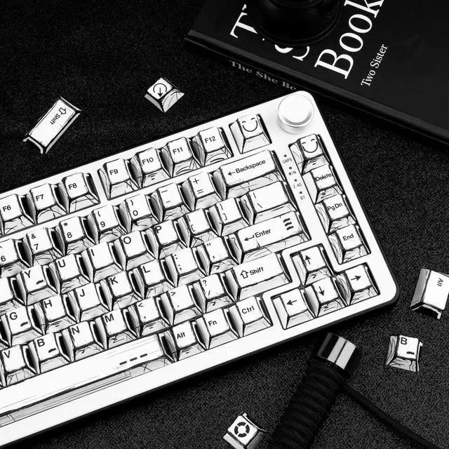 Alt view image 7 of 7 - GEKUCAP PBT Keycaps 136 Keys Manga Theme Custom Keycaps Set, Cherry Profile Dye-Sublimation White Keycaps for 61/64/68/84/87/100/104/108 Cherry Gateron MX Switches Mechanical Keyboard