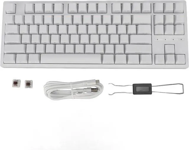 Main image of 80% Mechanical Keyboard, RGB Brown Switch Keyboard 2.4G BT3.0 5.0, Full Key No Conflict, Ergonomic Support, Double Layer Filling, White with Transparent Side Lighting, Ideal for