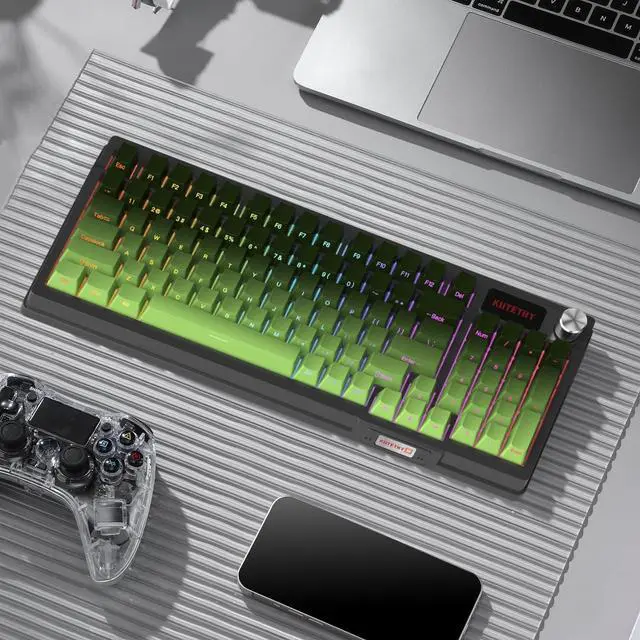 Alt view image 3 of 7 - Zjmehty KUTETHY KY95 Series Wireless Mechanical Gaming Keyboard,Pre-lubed Gateron Brown Switches,98% Gasket Hot Swappable Custom RGB Side Printed PBT Keycaps Keyboard(Tea Green,Jade 3.0 Brown Switch)
