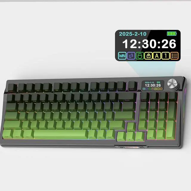 Alt view image 2 of 7 - Zjmehty KUTETHY KY95 Series Wireless Mechanical Gaming Keyboard,Pre-lubed Gateron Brown Switches,98% Gasket Hot Swappable Custom RGB Side Printed PBT Keycaps Keyboard(Tea Green,Jade 3.0 Brown Switch)