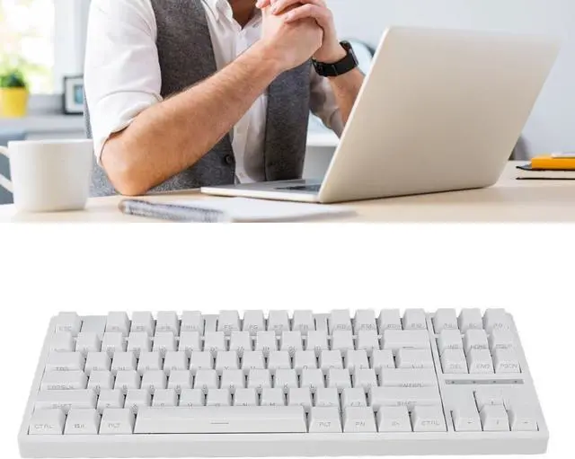 Alt view image 2 of 7 - 80% Mechanical Keyboard, RGB Brown Switch Keyboard 2.4G BT3.0 5.0, Full Key No Conflict, Ergonomic Support, Double Layer Filling, White with Transparent Side Lighting, Ideal for