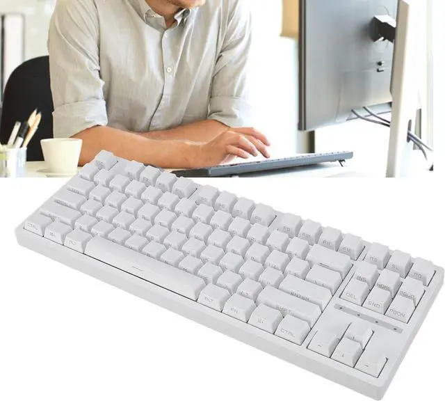 Alt view image 3 of 7 - 80% Mechanical Keyboard, RGB Brown Switch Keyboard 2.4G BT3.0 5.0, Full Key No Conflict, Ergonomic Support, Double Layer Filling, White with Transparent Side Lighting, Ideal for