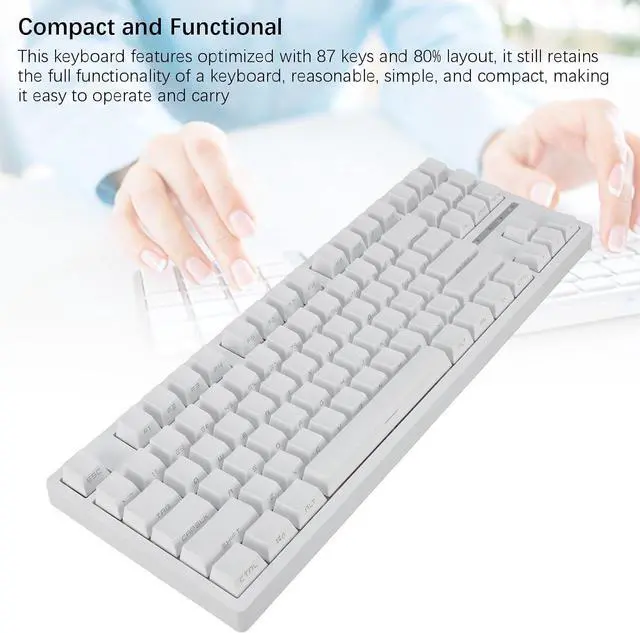 Alt view image 5 of 7 - 80% Mechanical Keyboard, RGB Brown Switch Keyboard 2.4G BT3.0 5.0, Full Key No Conflict, Ergonomic Support, Double Layer Filling, White with Transparent Side Lighting, Ideal for