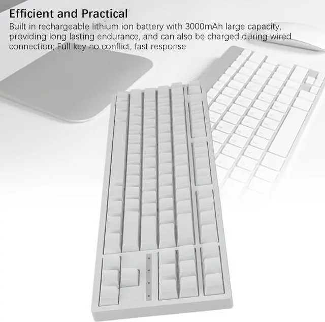 Alt view image 4 of 7 - Vikye Gaming Keyboard, 87 Keys RGB Backlight Mechanical Keyboard, Three Mode Connectivity, USB C Power for Tablet Computer Phone, Brown Switch