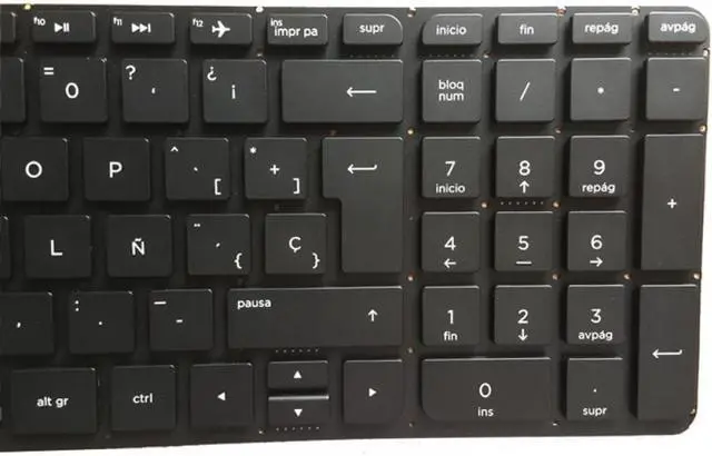 Alt view image 4 of 5 - Spanish Backlit Keyboard Compatible with 17-f084ca 17-f113dx 17-f114dx 17-f115dx