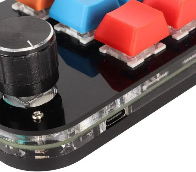 Alt view image 5 of 7 - 9 Keys Programmable Mini Macro Mechanical Gaming Keyboard, One Handed USB Type C Wired for Office, Customizable Function with 3 Knobs, On Board Storage, Suitable for Graphic Desig