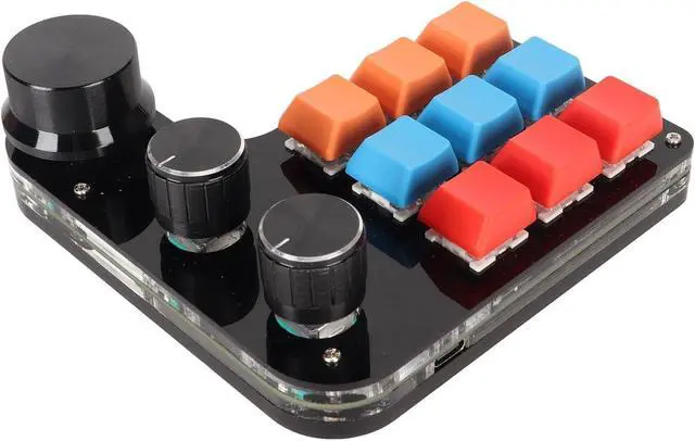 Alt view image 7 of 7 - 9 Keys Programmable Mini Macro Mechanical Gaming Keyboard, One Handed USB Type C Wired for Office, Customizable Function with 3 Knobs, On Board Storage, Suitable for Graphic Desig