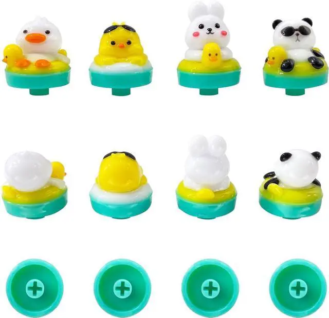 Alt view image 7 of 7 - Sanfulin (4 Pack) Cute Duck Rabbit Panda Chick Keycaps- Resin Handmade Replacement Key for MX Mechanical Keyboard, Animals Round Keycap