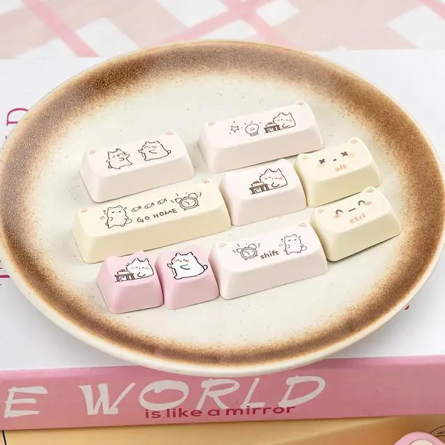 Alt view image 7 of 7 - COOMICKEY Pink Keycaps 140 Keys Dye Sub Keycaps Mao Profile Cute Cat Keycaps Custom Keyboard Key caps Set Fit for 61/64/87/104/108 Cherry Mx Switches ANSI Layout Alice Keyboard Mechanical Keyboards