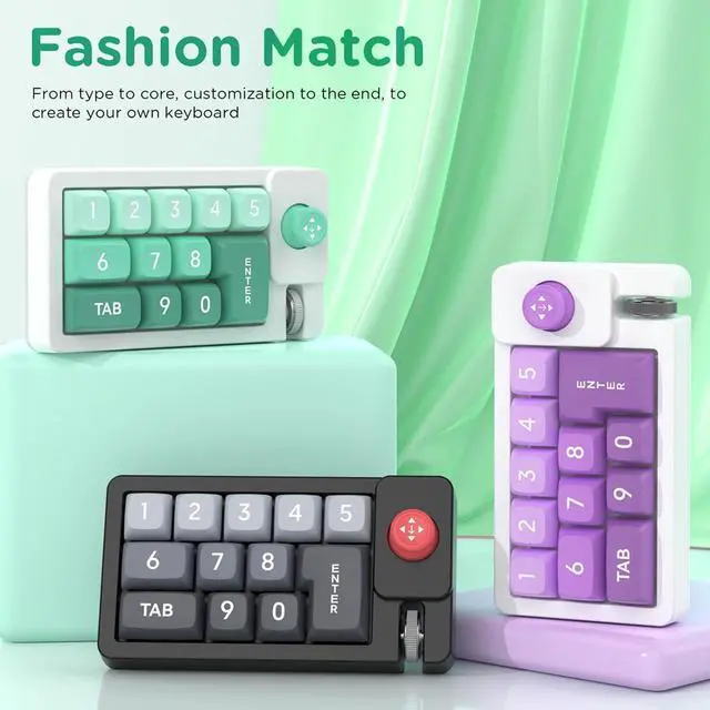 Alt view image 6 of 7 - STBQHG K810 Corded Mechanical Gamers Keyboard Hot-Swappable with Lighting Programmable Macros Joystick Small Keypad 12Keys