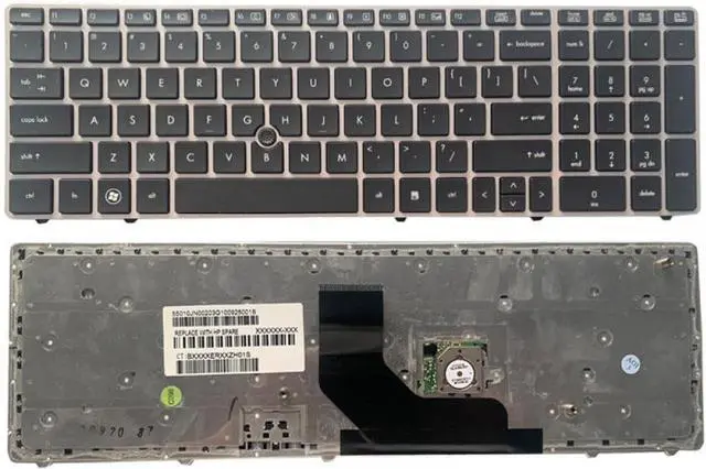 Main image of US Keyboard Replacement Compatible with 8560p 8570p 8560b 6560b 6565b 6560p with Pointing Stick Compatible with Similar Models(Silver)
