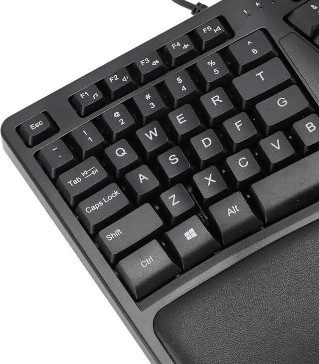 Alt view image 6 of 7 - Ergonomic USB Wired Keyboard for Laptop, Split Design, Palm Rest, Quiet Keys, 110 Keys, Cable 1.5m, XP 7.0 8.0, ABS Material, LED Indicators, Plug and Play, Long Hours