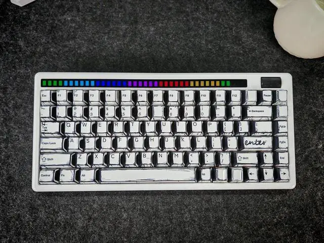Alt view image 2 of 7 - Retro PBT Keycaps - White Japanese Manga Keycaps Set, 141 Keys Cherry Profile Dye-Sub Custom Keycap, Minimalist Style Key caps for 60%, 65%, 75%, 100% Cherry MX Mechanical Keyboard