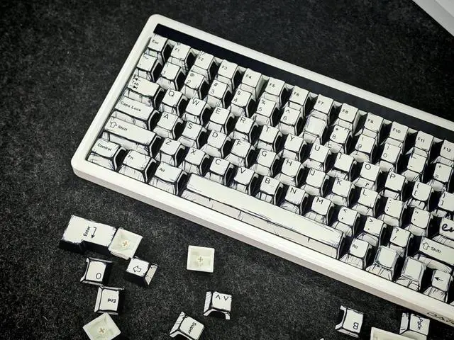 Alt view image 3 of 7 - Retro PBT Keycaps - White Japanese Manga Keycaps Set, 141 Keys Cherry Profile Dye-Sub Custom Keycap, Minimalist Style Key caps for 60%, 65%, 75%, 100% Cherry MX Mechanical Keyboard