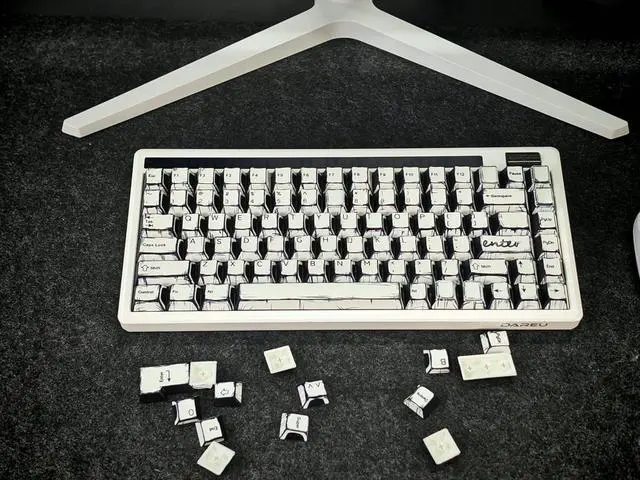 Alt view image 7 of 7 - Retro PBT Keycaps - White Japanese Manga Keycaps Set, 141 Keys Cherry Profile Dye-Sub Custom Keycap, Minimalist Style Key caps for 60%, 65%, 75%, 100% Cherry MX Mechanical Keyboard