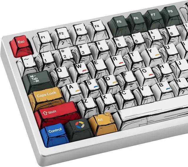 Main image of Mixed Light Manga Themed Keycaps 136 Keys, Cherry Profile PBT Custom Key Caps Set, Dye Sublimation Keyboard Keycaps for Cherry Gateron MX Switches Mechanical Keyboard