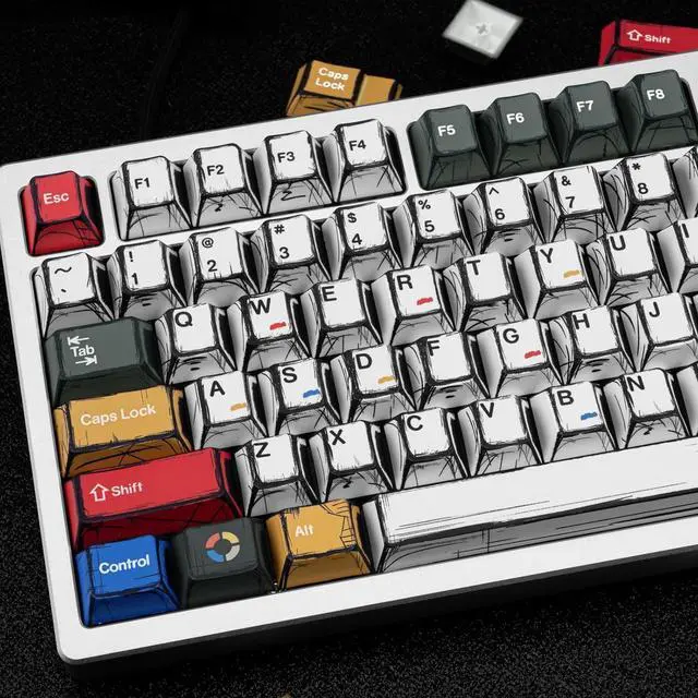 Alt view image 6 of 7 - Mixed Light Manga Themed Keycaps 136 Keys, Cherry Profile PBT Custom Key Caps Set, Dye Sublimation Keyboard Keycaps for Cherry Gateron MX Switches Mechanical Keyboard