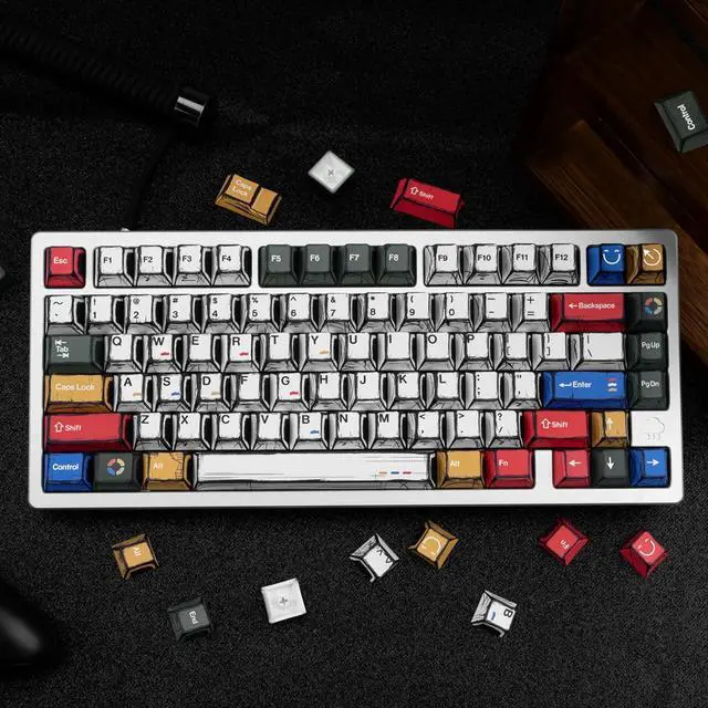 Alt view image 7 of 7 - Mixed Light Manga Themed Keycaps 136 Keys, Cherry Profile PBT Custom Key Caps Set, Dye Sublimation Keyboard Keycaps for Cherry Gateron MX Switches Mechanical Keyboard