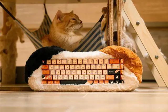 Alt view image 2 of 7 - DRY STUDIO PETBRICK 65 2.4G Wireless Gaming Keyboard 65%, World's First Fluffy, Pettable Custom Mechanical Leaf Spring Keyboard, Switch Between Two Styles Any Time, Odd Eye