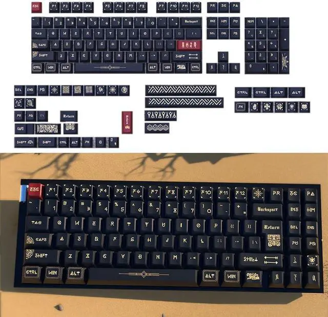 Alt view image 2 of 7 - XAGMODSHN 142Keys Original Height Ancient Ruins Keycap Mechanical Keyboards PBT Dye Subbed KeyCaps for Keyboards Switches