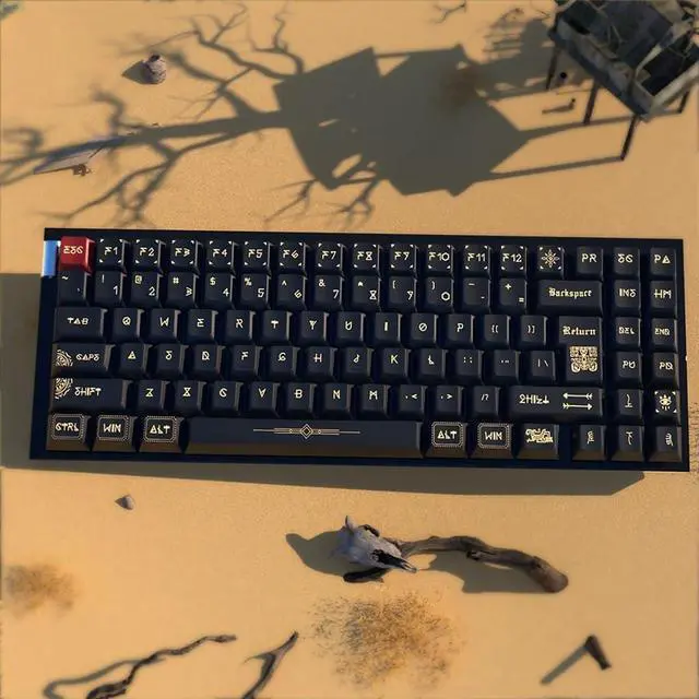 Alt view image 6 of 7 - XAGMODSHN 142Keys Original Height Ancient Ruins Keycap Mechanical Keyboards PBT Dye Subbed KeyCaps for Keyboards Switches