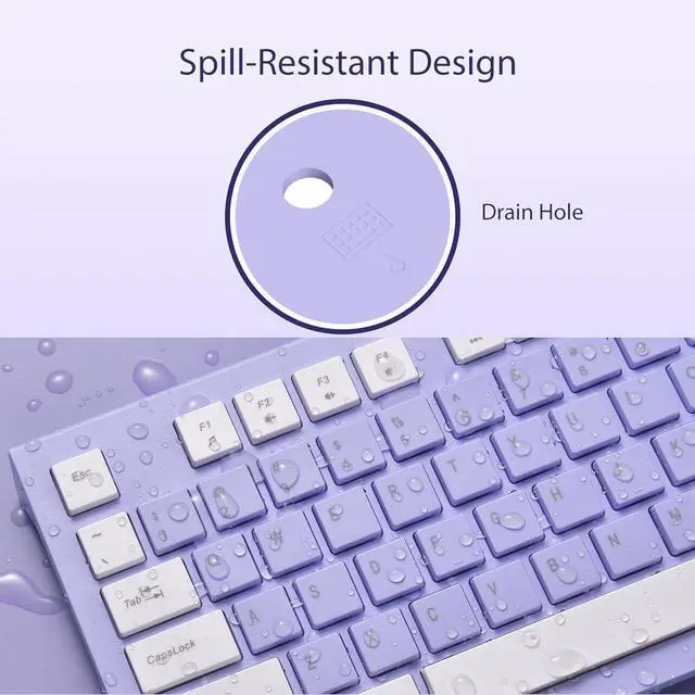 Alt view image 3 of 7 - COLIKES Computer Keyboard Wired, Plug Play USB Keyboard, Low Profile Chiclet Keys, Large Number Pad, Caps Indicators, Foldable Stands, Spill-Resistant, Anti-Wear Letters for Windows PC Laptop, Purple