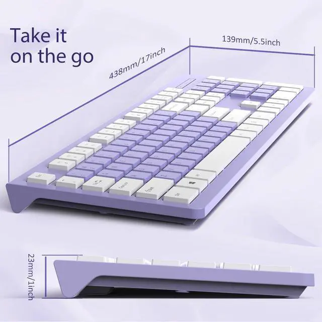 Alt view image 5 of 7 - COLIKES Computer Keyboard Wired, Plug Play USB Keyboard, Low Profile Chiclet Keys, Large Number Pad, Caps Indicators, Foldable Stands, Spill-Resistant, Anti-Wear Letters for Windows PC Laptop, Purple