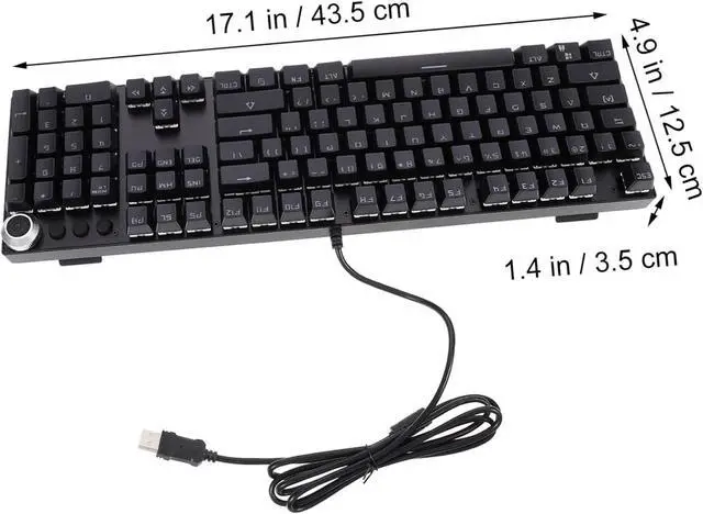 Alt view image 2 of 7 - HOMSFOU RGB Backlit Mechanical Gaming Keyboard 104 Keys Multimedia Knob Wired Suitable for Gamers and Office Use