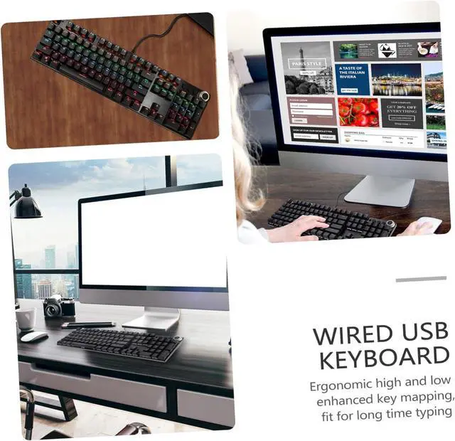 Alt view image 7 of 7 - HOMSFOU RGB Backlit Mechanical Gaming Keyboard 104 Keys Multimedia Knob Wired Suitable for Gamers and Office Use