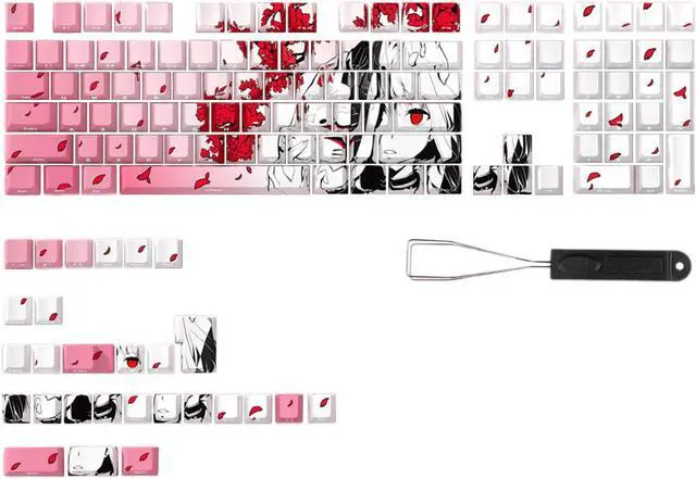 Main image of XEGZLH Side Engraving Backlit Keycaps 136 Key Full Set, Cartoon Girl Keycap for Mechancial Keyboard Enhances Night Typing