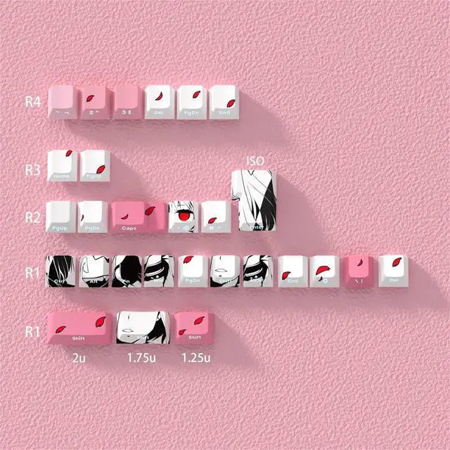 Alt view image 3 of 7 - XEGZLH Side Engraving Backlit Keycaps 136 Key Full Set, Cartoon Girl Keycap for Mechancial Keyboard Enhances Night Typing