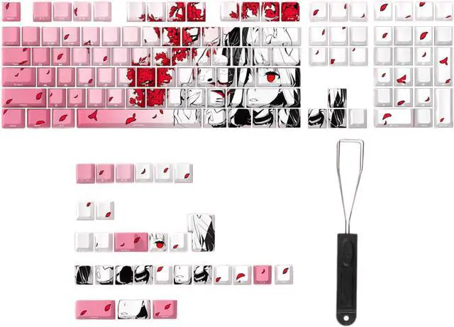 Alt view image 4 of 7 - XEGZLH Side Engraving Backlit Keycaps 136 Key Full Set, Cartoon Girl Keycap for Mechancial Keyboard Enhances Night Typing