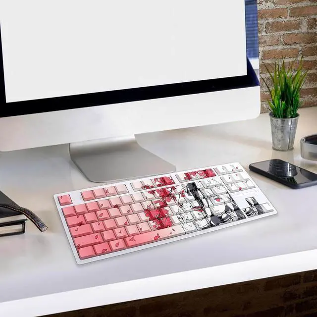 Alt view image 6 of 7 - XEGZLH Side Engraving Backlit Keycaps 136 Key Full Set, Cartoon Girl Keycap for Mechancial Keyboard Enhances Night Typing