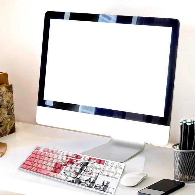 Alt view image 7 of 7 - XEGZLH Side Engraving Backlit Keycaps 136 Key Full Set, Cartoon Girl Keycap for Mechancial Keyboard Enhances Night Typing