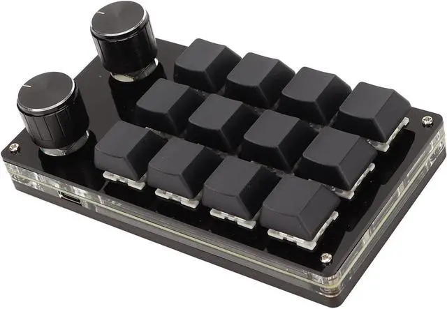 Alt view image 3 of 7 - RockVOQRN Mini Keypad 12 Keys 2 Knobs Blue Switch RGB Backlit Plug and Play for Gaming Office
