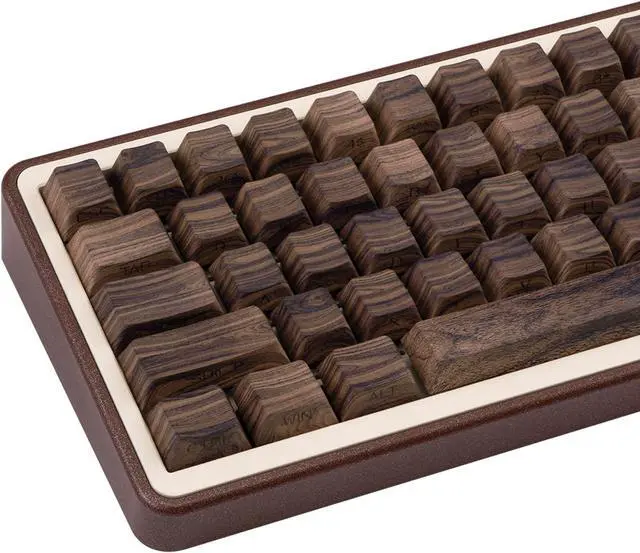 Main image of TIMSEKER 131 Keys Custom Cherry Profile PBT Keycaps, Walnut Grain Design, Side Print, LED Compatible, for Mechanical Keyboards