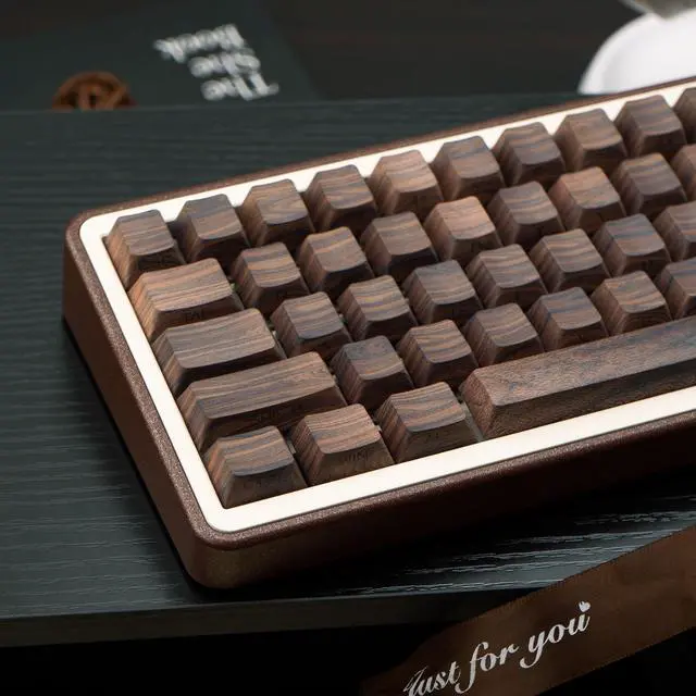 Alt view image 3 of 7 - TIMSEKER 131 Keys Custom Cherry Profile PBT Keycaps, Walnut Grain Design, Side Print, LED Compatible, for Mechanical Keyboards