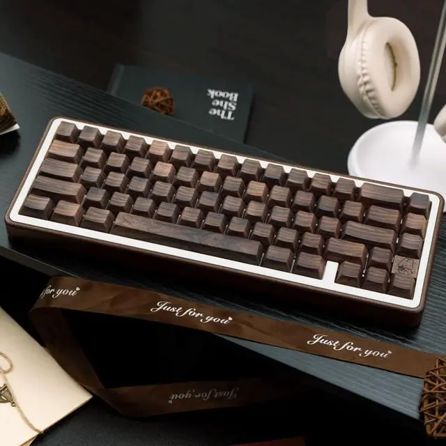 Alt view image 6 of 7 - TIMSEKER 131 Keys Custom Cherry Profile PBT Keycaps, Walnut Grain Design, Side Print, LED Compatible, for Mechanical Keyboards