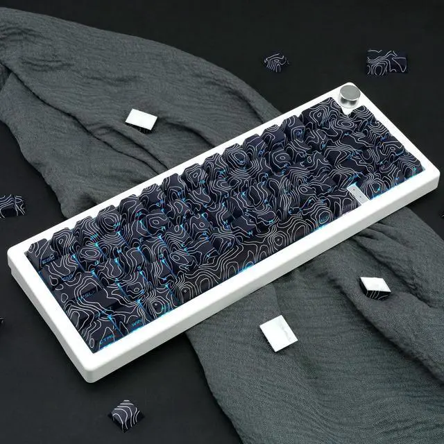 Alt view image 6 of 7 - TIMSEKER 131 Keys Black Topographic PBT Keycaps, Cherry Profile, Backlit, Wide Compatibility for Mechanical Gaming Keyboard